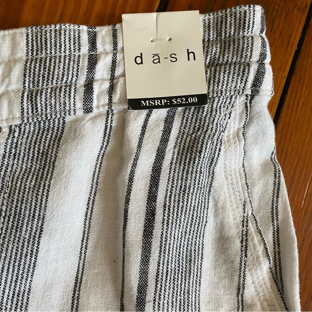 Dash Washable Linen Black & White Stripped Cropped Pant Size 2X NWT - Picture 9 of 9